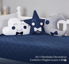 Kit Trio Almofadas Lua Nuvem e Estrela para Bebê Decoração de Quarto Infantil
