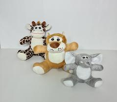 Kit Trio Bichos da Selva Safari Para Nicho Pelúcia Decoração Bebê