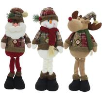 Kit Trio Bonecos De Natal Boneco De Neve Papai Noel Rena 50C