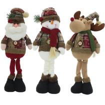 Kit Trio Bonecos de Natal Boneco De Neve Papai Noel Rena 50cm