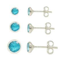 Kit Trio Brinco Prata 925 Pedra Zircônia Legítima Garantia Azul