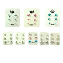 Kit Trio Brinco Prata 925 Pedra Zircônia Legítima Garantia Kit Trio Brinco Prata 925 Pedra Zircônia Legítima Garantia