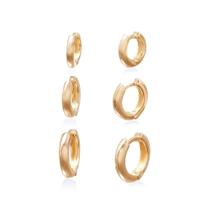 Kit Trio Brincos Argolas Click Banhada a Ouro 18K