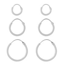 Kit Trio Brincos Feminino E Masculino Argola De Prata 925