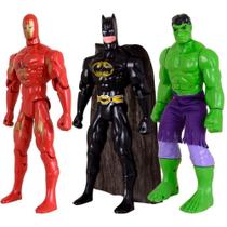 Kit Trio Brinquedo Incrível Hulk Batmam Traje Homem De Ferro