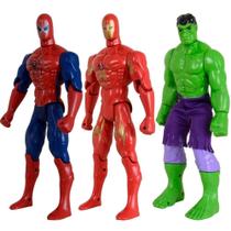 Kit Trio Brinquedo Incrível Hulk Homem Aranha Homem Aço 29cm Kit Trio Brinquedo Incrível Hulk Homem Aranha Homem Aço 29cm