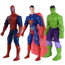 Kit Trio Brinquedo Incrível Hulk Homem Aranha Super Men 29cm - Gici Toys