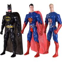 Kit Trio Brinquedos Batmam Capitão America Super Homem 29cm