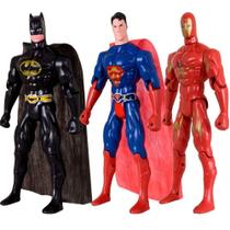 Kit Trio Brinquedos Batmam Super Homem Homem De Ferro 29cm Kit Trio Brinquedos Batmam Super Homem Homem De Ferro 29cm
