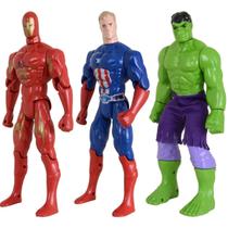 Kit Trio Brinquedos Hulk Capitão America Homem De Ferro 29cm