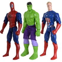 Kit Trio Brinquedos Hulk Homem Aranha Capitão America 29cm