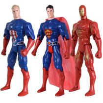 Kit Trio Brinquedos Super Homem Capitão America Homem Ferro