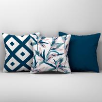 Kit Trio Capas de Almofadas Estampadas em Veludo Suede 45cm x 45cm Decoração para Sala Moderna Sofisticada Sofá Quarto Cama 3 Peças