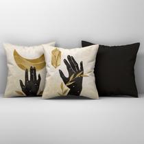 Kit Trio Capas de Almofadas Estampadas Folhas em Veludo Suede 45cm x 45cm - Decoração para Sala Kit Trio Capas de Almofadas Estampadas Folhas em Veludo Suede 45cm x 45cm - Decoração para Sala