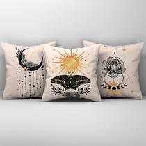 Kit Trio Capas de Almofadas Fases da Lua Estampadas em Veludo Suede 45cm x 45cm - Decoração para Sala Kit Trio Capas de Almofadas Fases da Lua Estampadas em Veludo Suede 45cm x 45cm - Decoração para Sala
