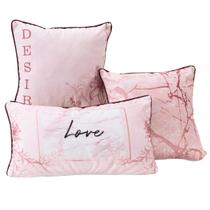 Kit Trio de Almofadas Verano Estampadas Cheias em Veludo Suede com Enchimento em Refil Silicone Decoração Luxo Verão