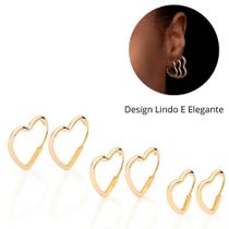 Kit Trio De Argola Rommanel Com 3 Pares Para Primeiro Segundo E Terceiro Furo Banhados Ouro 18k Kit Trio De Argola Rommanel Com 3 Pares Para Primeiro Segundo E Terceiro Furo Banhados Ouro 18k