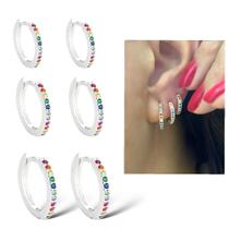 Kit Trio De Argolas Prata 925 Cravejadas Zirconia Coloridas