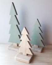 Kit Trio de Árvore de Natal de Madeira Pinus