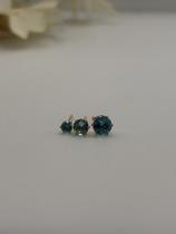 Kit Trio de Brinco Ponto de Luz em Zircônia Azul Claro Banhado a Ouro