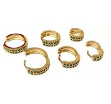 Kit Trio de Brincos Argola Click Colorida Folheado a Ouro 18K Softjoias