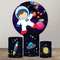 Kit Trio de Capas Cilindro + Painel Tema Astronauta Veste Fácil 3d Sublimado C/elástico Festa Aniversario Kit Trio de Capas Cilindro + Painel Tema Astronauta Veste Fácil 3d Sublimado C/elástico Festa Aniversario
