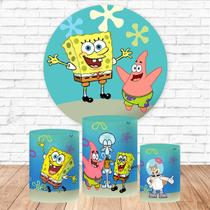 Kit Trio de Capas Cilindro + Painel Tema Bob Esponja Veste Fácil 3d Sublimado C/elástico Festa Aniversario Kit Trio de Capas Cilindro + Painel Tema Bob Esponja Veste Fácil 3d Sublimado C/elástico Festa Aniversario