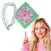 Kit Trio de Colar Choker Misto com Pérola + 1 Lenço Estampado 50x50 Pescoço Cabelo Bolsa = Total 4 Produtos