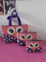 Kit trio de necessaires corujinha