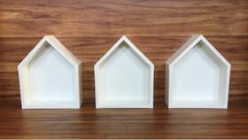 Kit Trio De Nichos De Casinha Com Fundo Branco