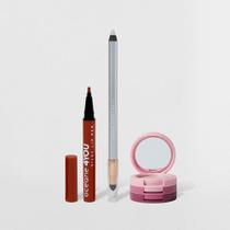 Kit Trio de Sombras Rose Sparkle + Lápis para Olhos Prata + Caneta Batom Nude 4you (3 Produtos)
