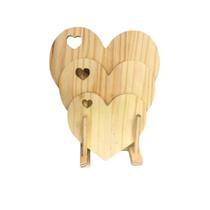 Kit Trio de Tabuas coração vazado + Suporte