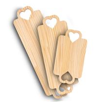 Kit Trio de Tabuas Retangular Coração Frios Pães Bolos Fruta Kit Trio de Tabuas Retangular Coração Frios Pães Bolos Fruta