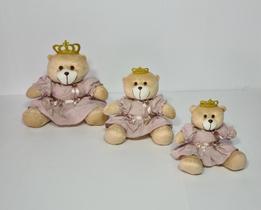 Kit Trio De Ursinhos Para Nicho Princesa Realeza Caramelo Rosê Nude - PolyBaby