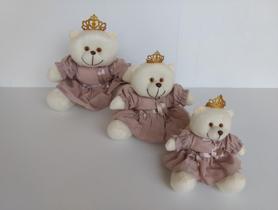 Kit Trio De Ursinhos Para Nicho Princesa Rosê Realeza Coroa - PolyBaby