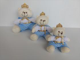 Kit Trio De Ursinhos Para Nicho Príncipe Azul Bebê Realeza Coroa - PolyBaby