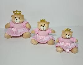 Kit Trio De Ursinhos Para Nicho Realeza Princesa Caramelo Rosa Bebê - PolyBaby Kit Trio De Ursinhos Para Nicho Realeza Princesa Caramelo Rosa Bebê - PolyBaby