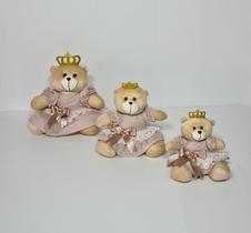 Kit Trio De Ursinhos Para Nicho Realeza Princesa Caramelo Rosê Nude - PolyBaby