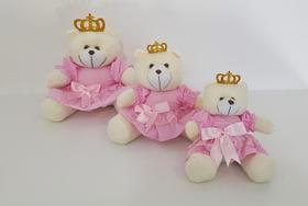 Kit Trio De Ursinhos Para Nicho Realeza Rosa Princesa Coroa - PolyBaby