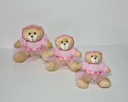 Kit Trio De Ursinhos Para Nicho Ursa Bailarina Caramelo Rosa - PolyBaby