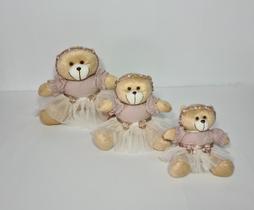 Kit Trio De Ursinhos Para Nicho Ursa Bailarina Caramelo Rosê - PolyBaby Kit Trio De Ursinhos Para Nicho Ursa Bailarina Caramelo Rosê - PolyBaby