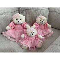 Kit Trio De Ursinhos Para Nicho Ursa Cristal Rosa Bebê - PolyBaby