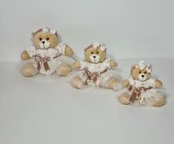 Kit Trio De Ursinhos Para Nicho Ursa Florista Caramelo Rosê Nude Floral - PolyBaby Kit Trio De Ursinhos Para Nicho Ursa Florista Caramelo Rosê Nude Floral - PolyBaby