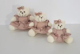 Kit Trio De Ursinhos Para Nicho Ursa Laço Rosê - PolyBaby