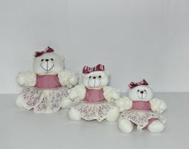 Kit Trio De Ursinhos Para Nicho Ursa Laura Rosê Nude - PolyBaby Kit Trio De Ursinhos Para Nicho Ursa Laura Rosê Nude - PolyBaby