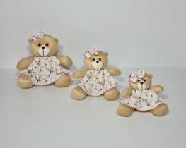 Kit Trio De Ursinhos Para Nicho Ursa Milla Caramelo Rosa Florence - PolyBaby Kit Trio De Ursinhos Para Nicho Ursa Milla Caramelo Rosa Florence - PolyBaby