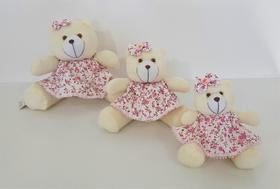 Kit Trio De Ursinhos Para Nicho Ursa Milla Rosa Floral - PolyBaby Kit Trio De Ursinhos Para Nicho Ursa Milla Rosa Floral - PolyBaby