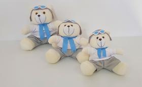 Kit Trio De Ursinhos Para Nicho Urso Aventureiro Aviador Azul Bebê - PolyBaby Kit Trio De Ursinhos Para Nicho Urso Aventureiro Aviador Azul Bebê - PolyBaby