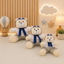 Kit Trio De Ursinhos Para Nicho Urso Aventureiro Aviador Azul Marinho - PolyBaby Kit Trio De Ursinhos Para Nicho Urso Aventureiro Aviador Azul Marinho - PolyBaby