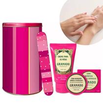 Kit Trio Essencial Mãos Pink Granado Lata Cr Mãos Cera Lixa